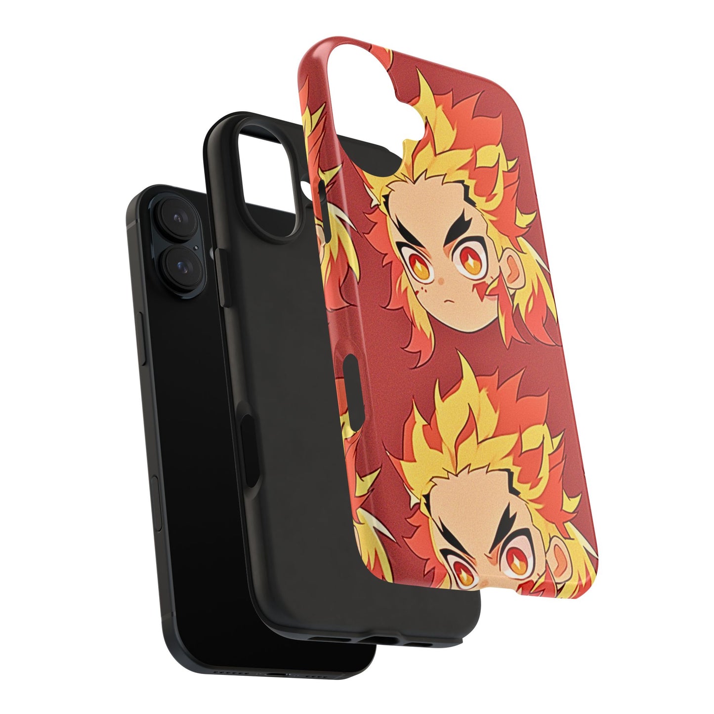 Rengoku Head Pattern Dark Orange Tough Phone Case | Anime - Demon Slayer