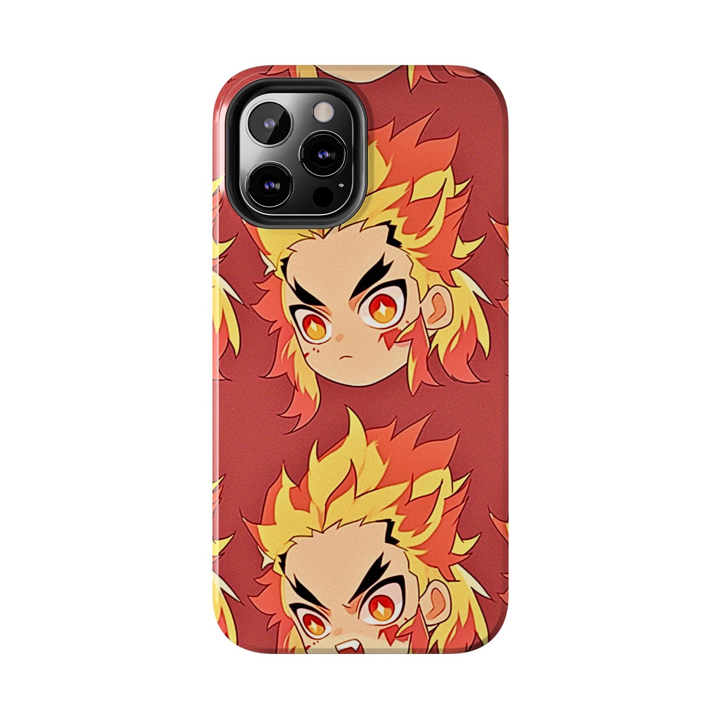 Rengoku Head Pattern Dark Orange Tough Phone Case | Anime - Demon Slayer