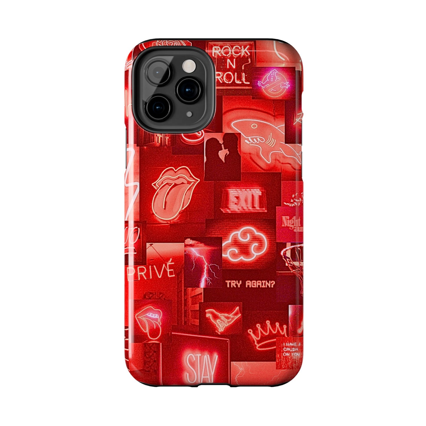 Funda resistente para teléfono con diseño de neón rojo | Estética