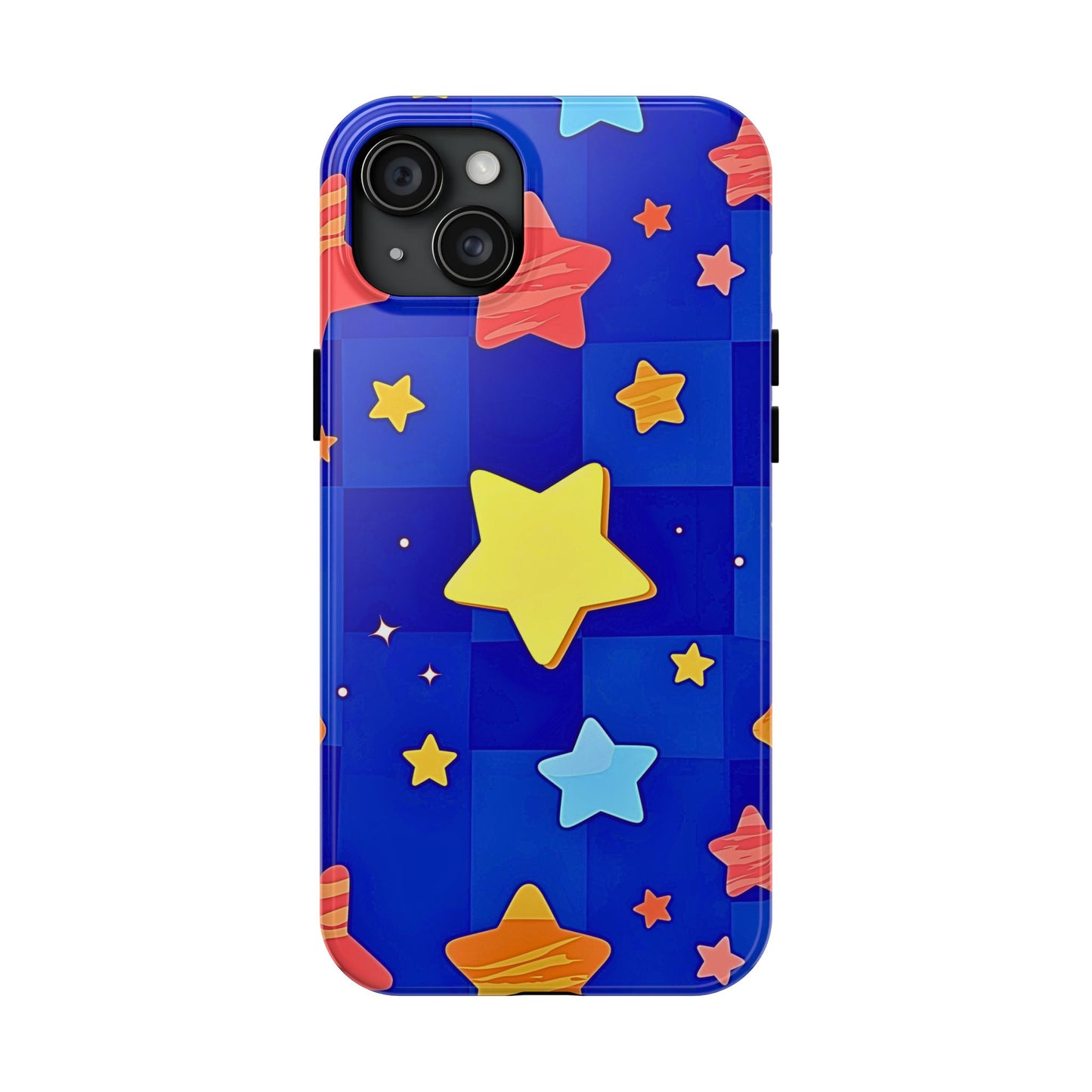 Funda resistente para teléfono con estampado de estrellas vibrantes y preppy | Estética