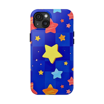Funda resistente para teléfono con estampado de estrellas vibrantes y preppy | Estética