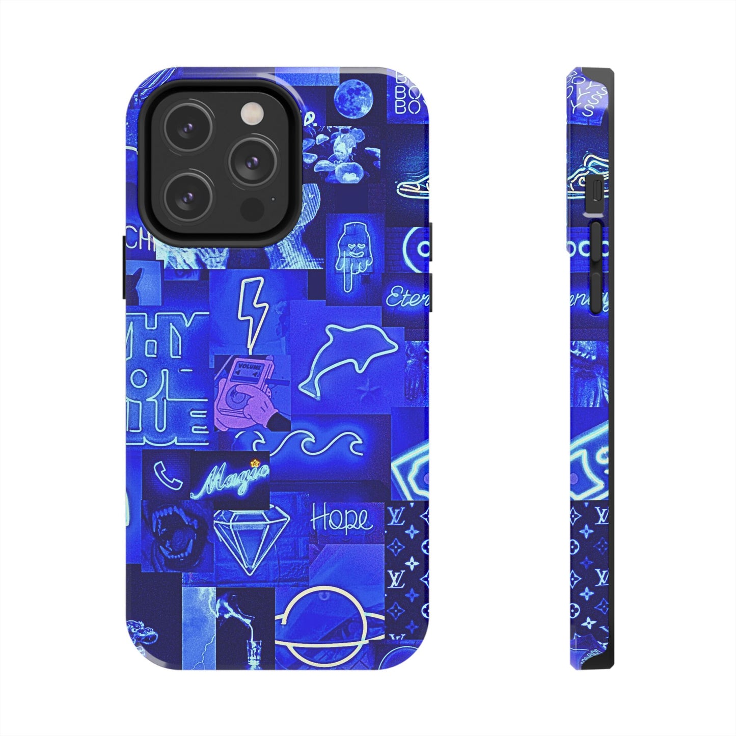 Blue Neon Style Tough Phone Case | Aesthetic