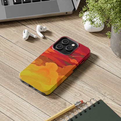Funda resistente para teléfono con diseño de nubes rojas y naranjas | Estética