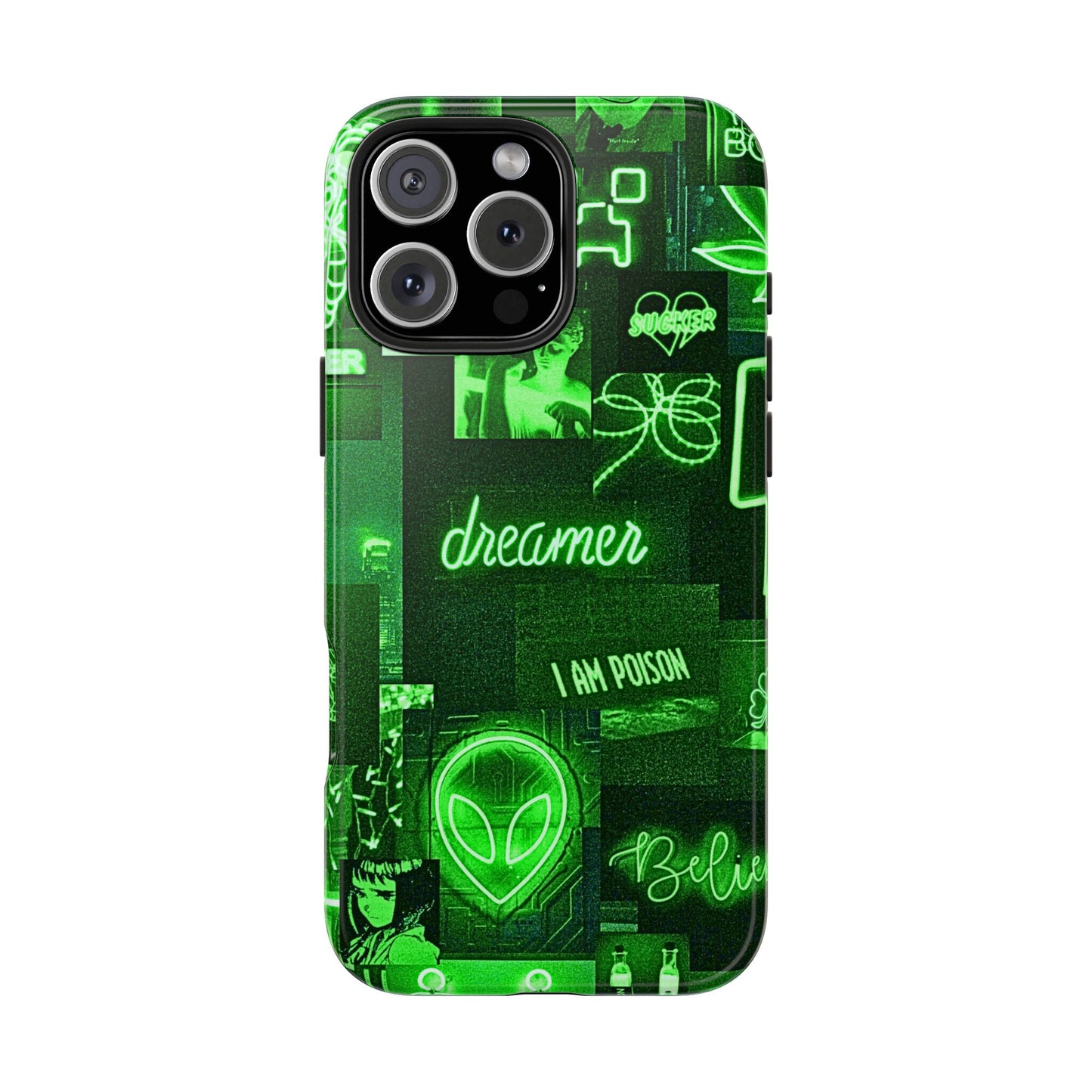Green Neon Style Tough Phone Case | Aesthetic