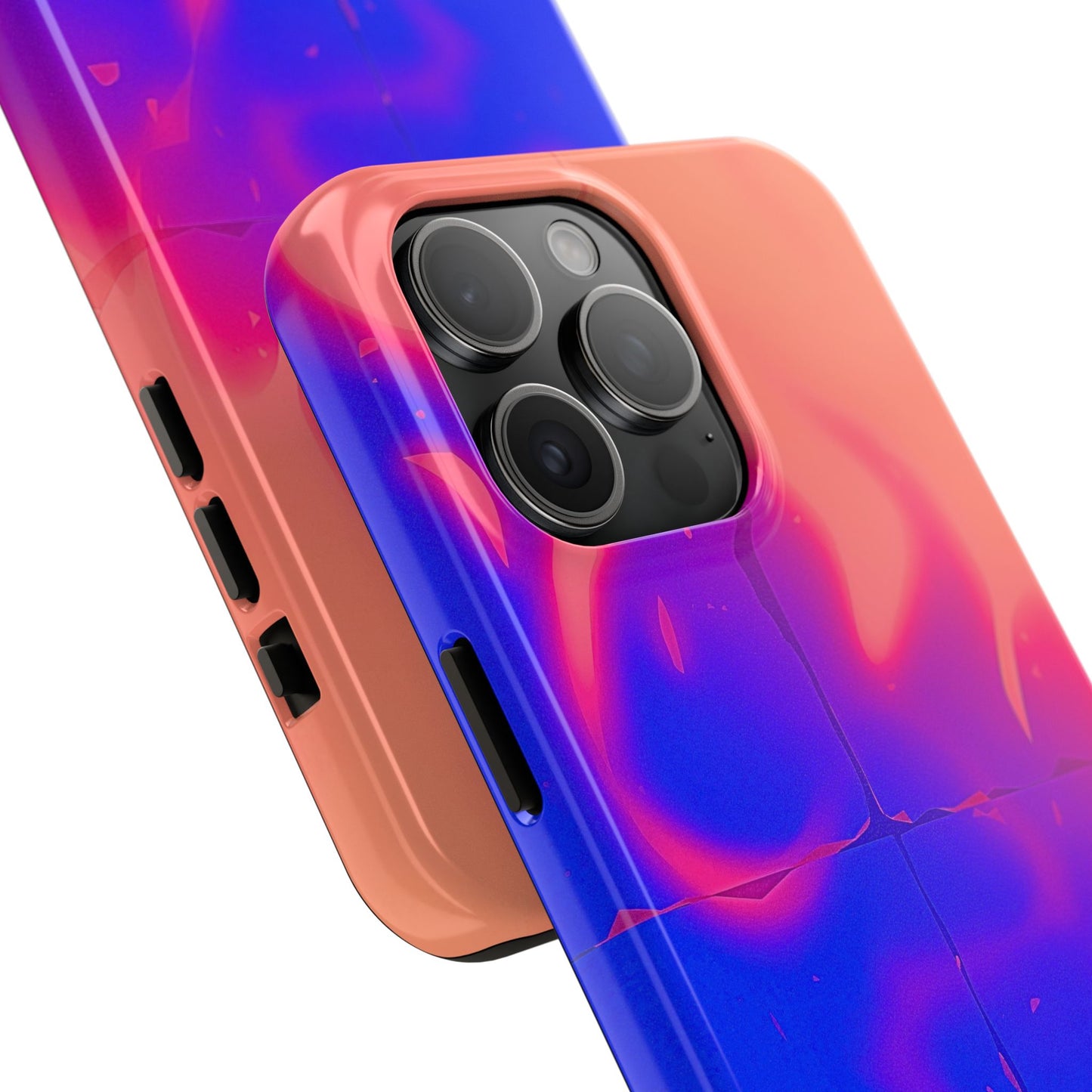 Funda resistente para teléfono con diseño de llamas, degradado abstracto y resplandor del atardecer | Estética