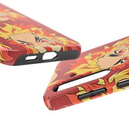 Rengoku Head Pattern Dark Orange Tough Phone Case | Anime - Demon Slayer