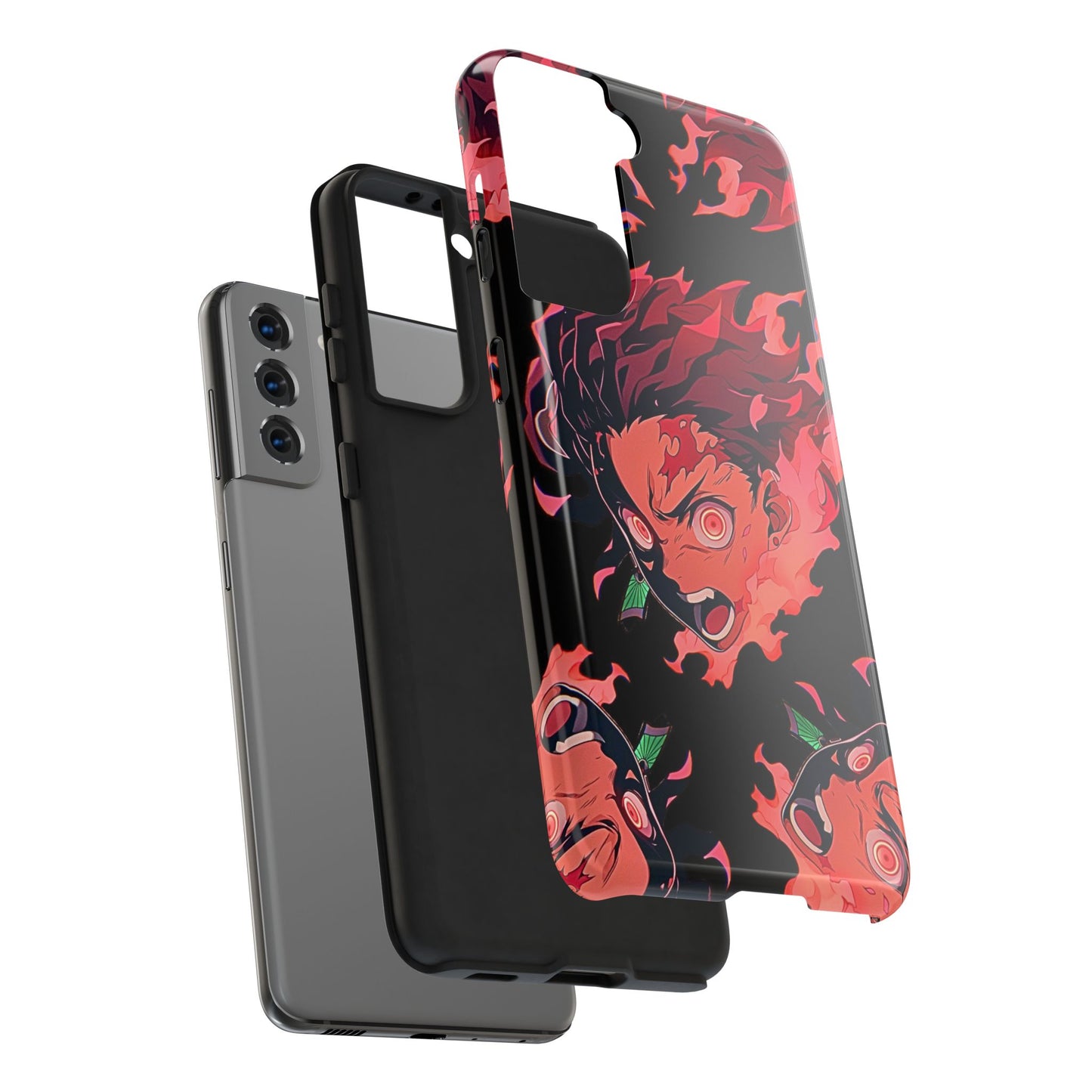 Tanjiro Kamado Flamed Style Black Tough Phone Case | Anime - Demon Slayer