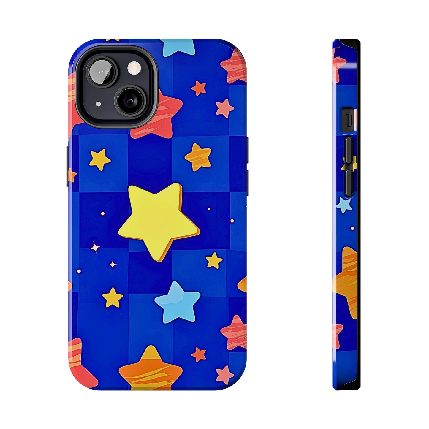 Funda resistente para teléfono con estampado de estrellas vibrantes y preppy | Estética