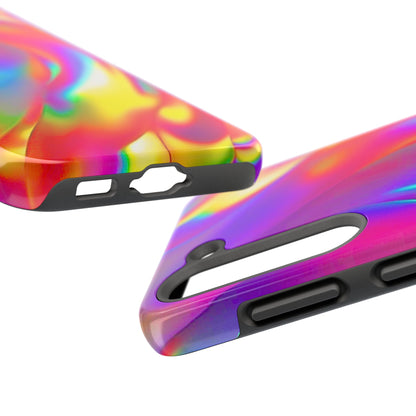 Funda resistente para teléfono con brillo metálico holográfico y estilo abstracto | Estética