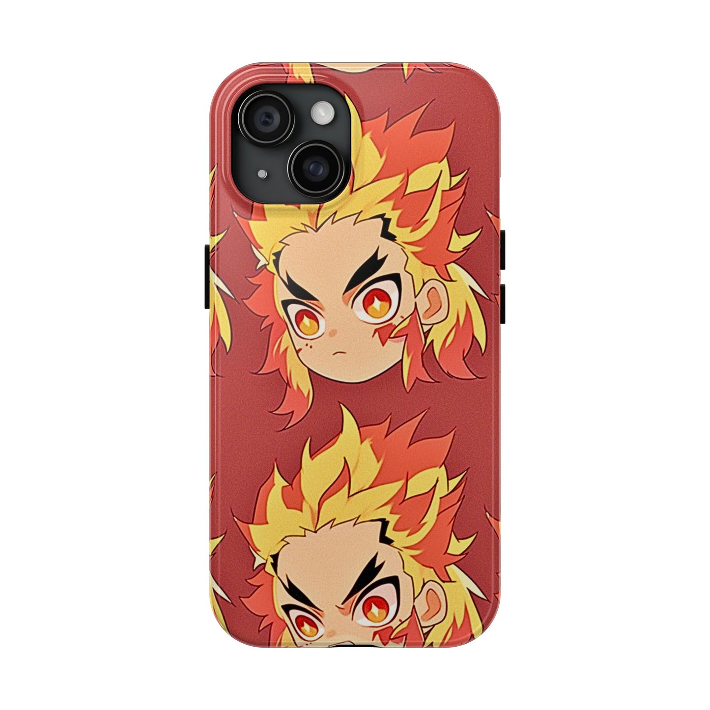 Rengoku Head Pattern Dark Orange Tough Phone Case | Anime - Demon Slayer