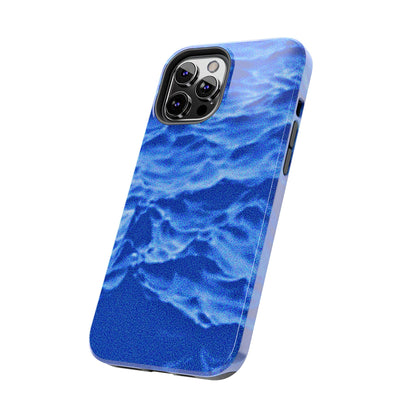 Funda resistente para teléfono azul oscuro con olas del océano borrosas | Estética