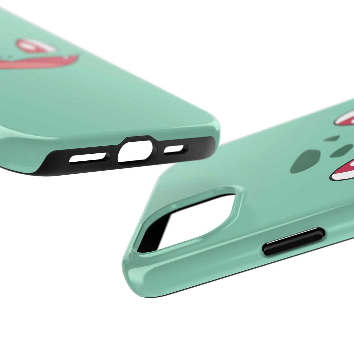 Green Leaf Dino Smile Red Eyes Cute Creature Tough Phone Case | Anime