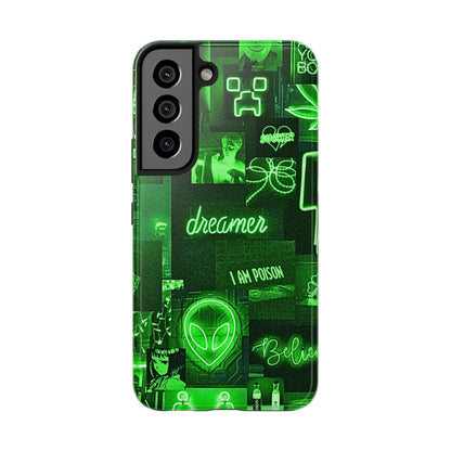 Green Neon Style Tough Phone Case | Aesthetic