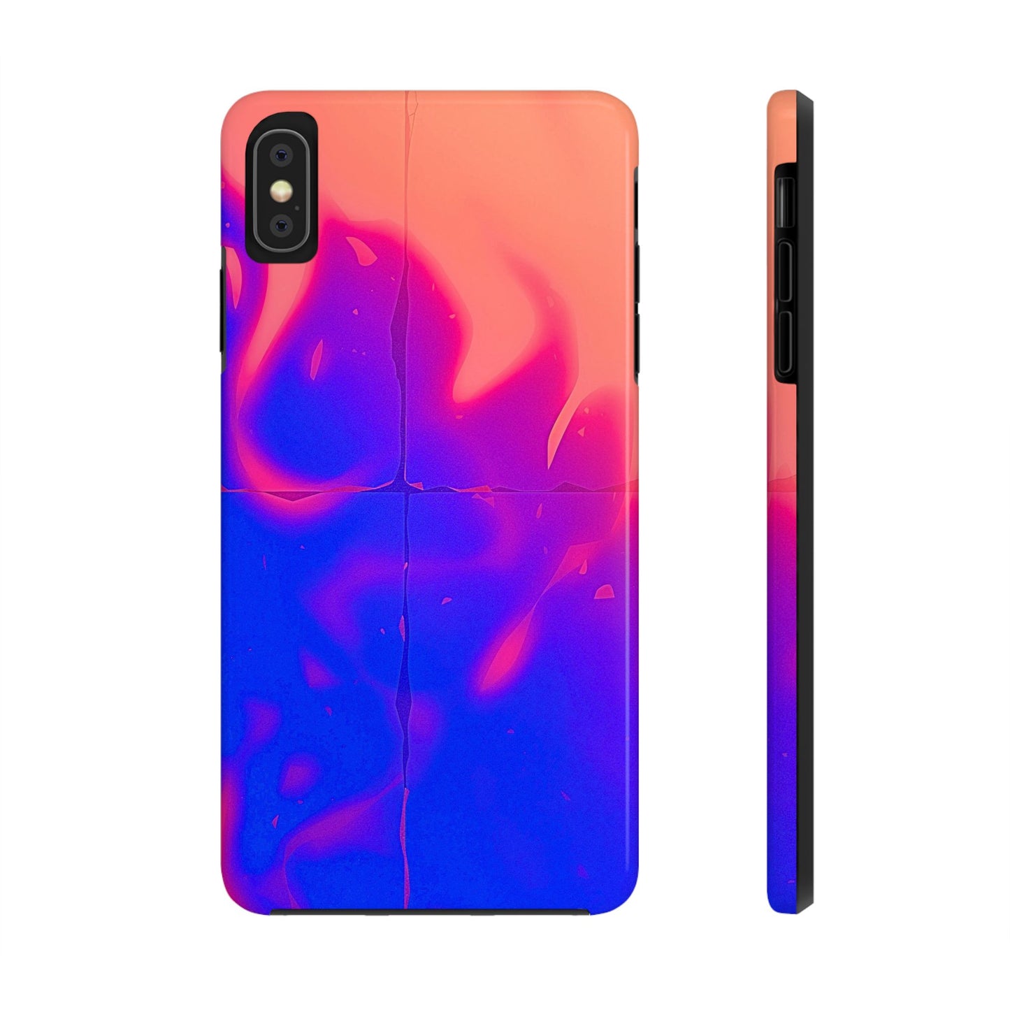 Funda resistente para teléfono con diseño de llamas, degradado abstracto y resplandor del atardecer | Estética