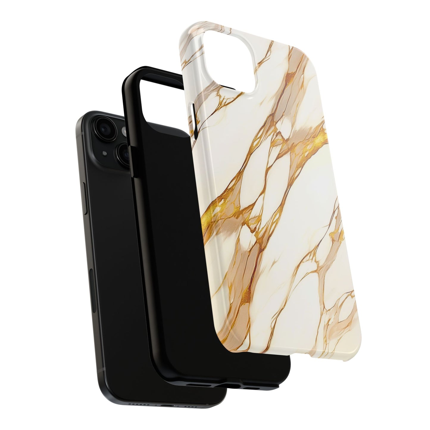 Funda/Cubierta resistente para teléfono con textura de mármol dorado de lujo | Estética
