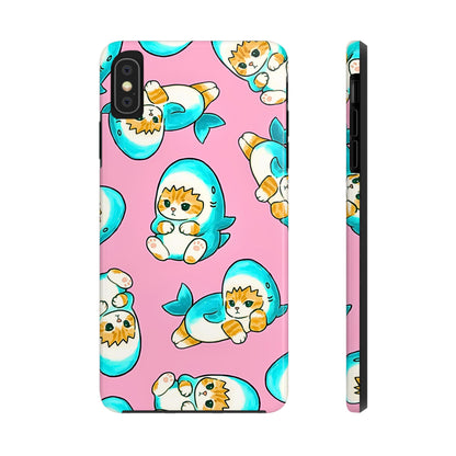 Pink Cute Shark Cats Pattern Tough Phone Case | Animals