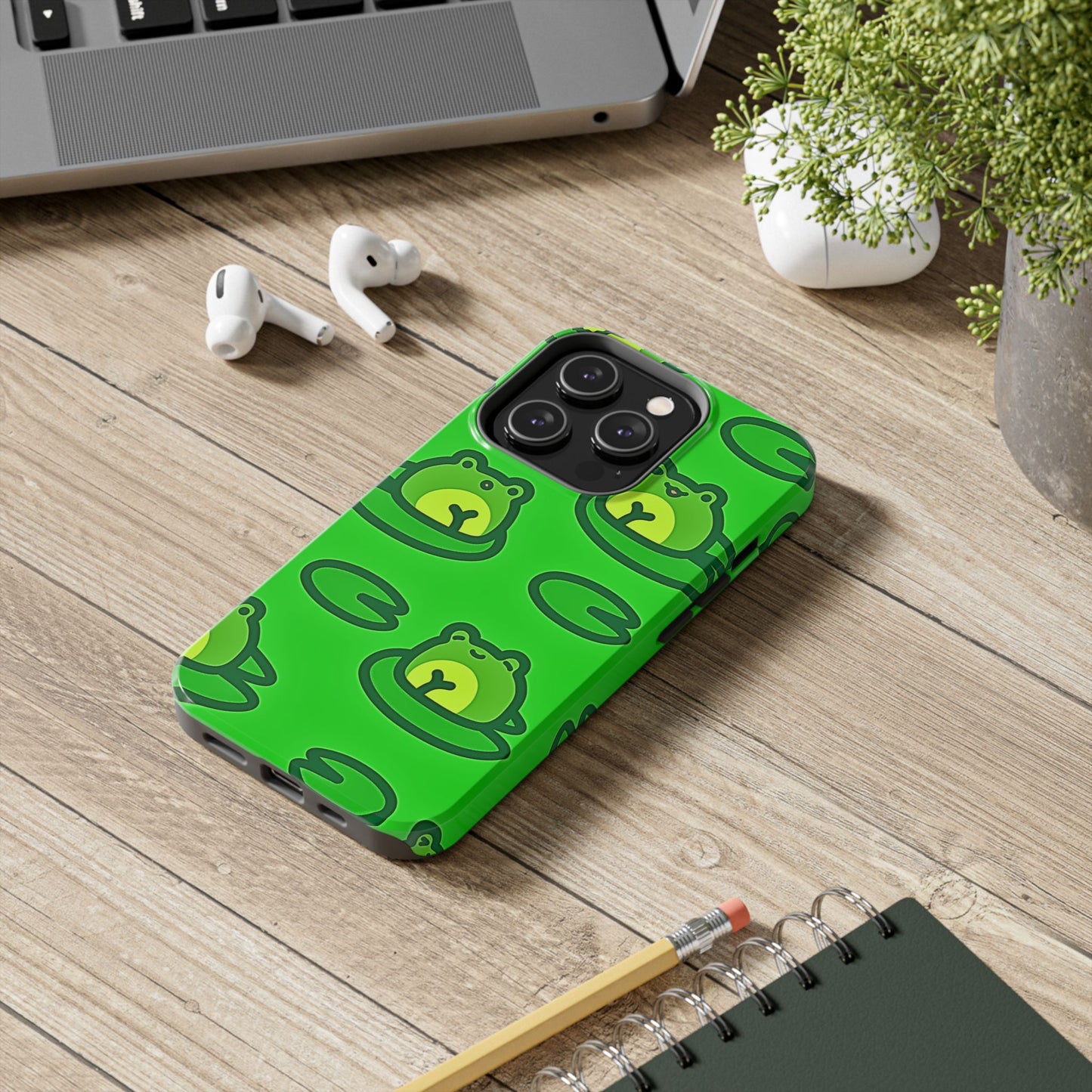 Cute Green Frogs Pattern Tough Phone Case | Animals
