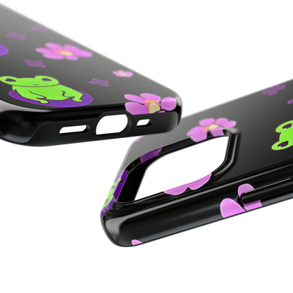 Cute Frog & Pink Flowers Pattern Style Tough Phone Case | Animals