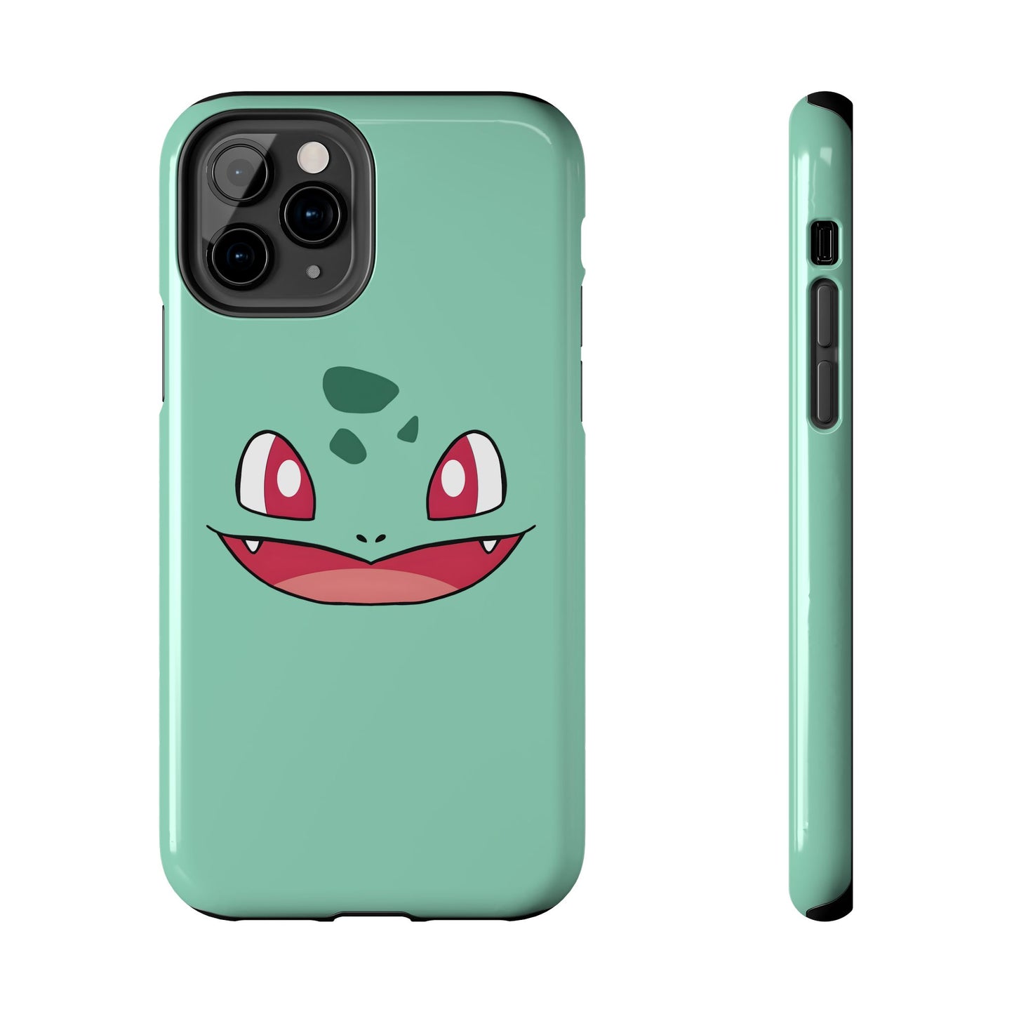 Green Leaf Dino Smile Red Eyes Cute Creature Tough Phone Case | Anime