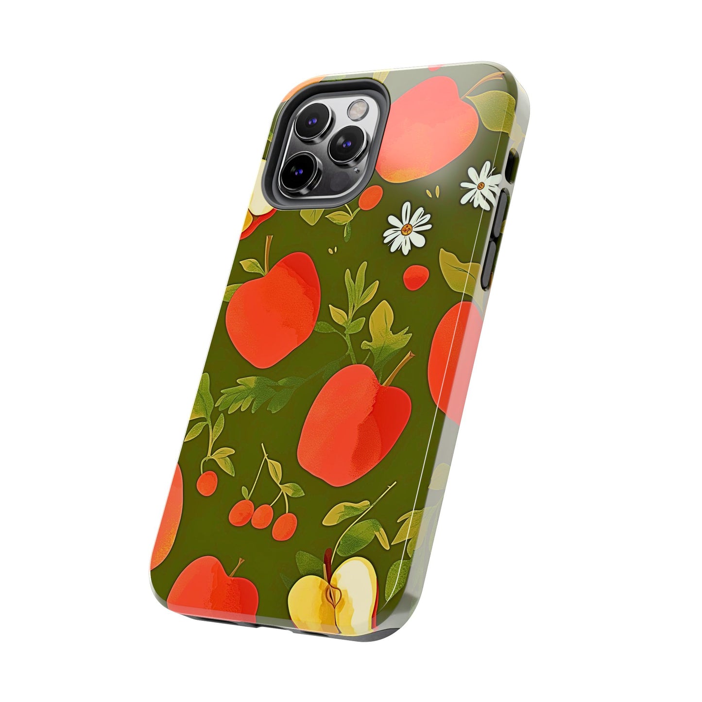 Funda/Cubierta resistente para teléfono con diseño de manzanas y bayas | Estética