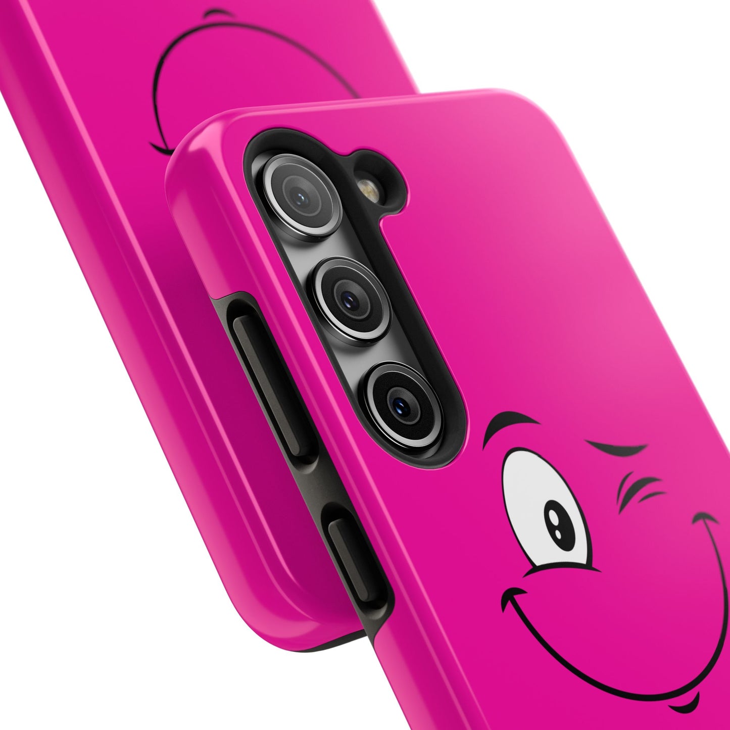 Winking Face Pink Background Cheeky Cartoon Style Tough Phone Case | Funny