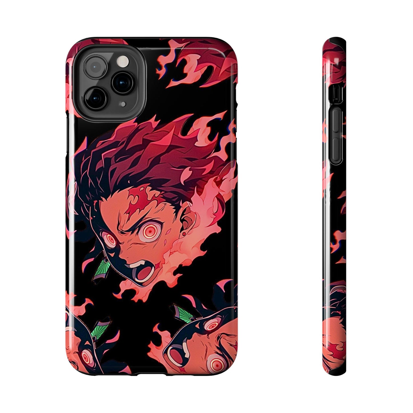 Tanjiro Kamado Flamed Style Black Tough Phone Case | Anime - Demon Slayer