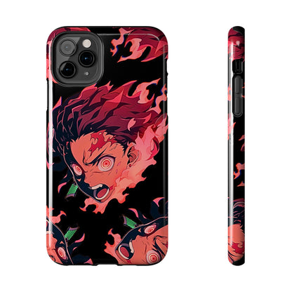 Tanjiro Kamado Flamed Style Black Tough Phone Case | Anime - Demon Slayer