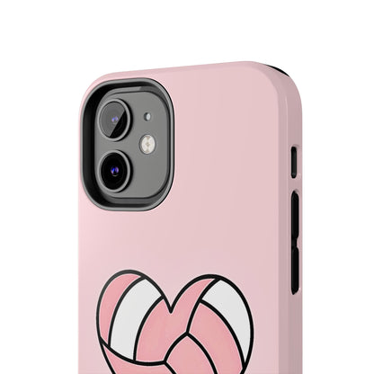 Pink Volleyball Heart Tough Phone Case | Aesthetic