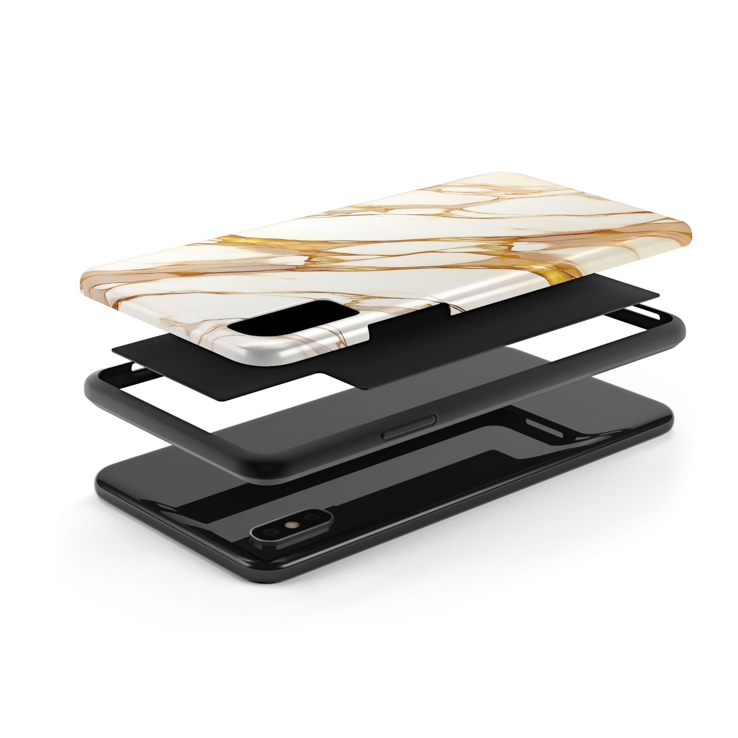 Funda/Cubierta resistente para teléfono con textura de mármol dorado de lujo | Estética