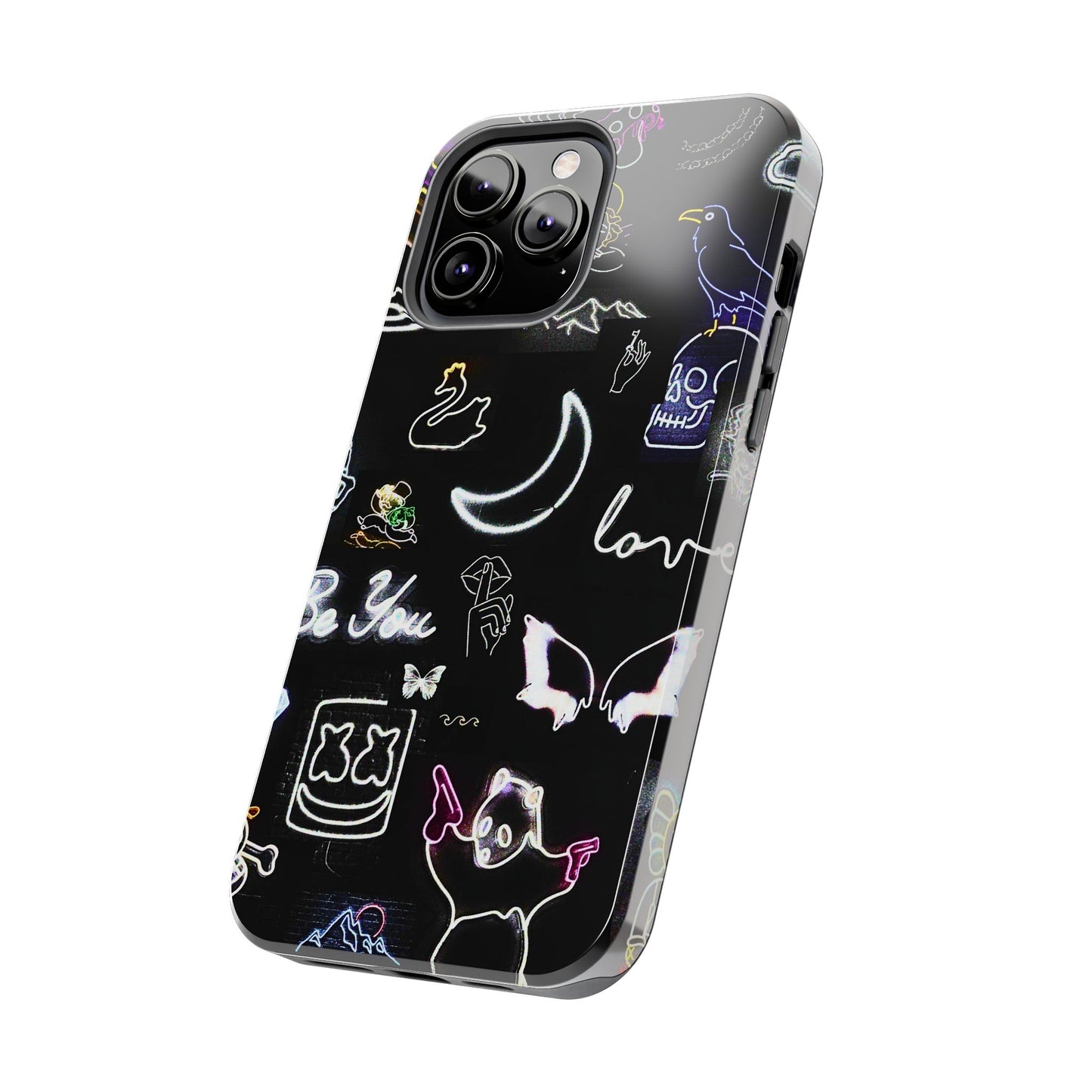 Funda resistente para teléfono estilo neón blanco | Estética