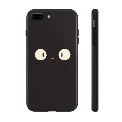 Adorable Black Cat Face and Eyes Minimal Tough Phone Case | Animals