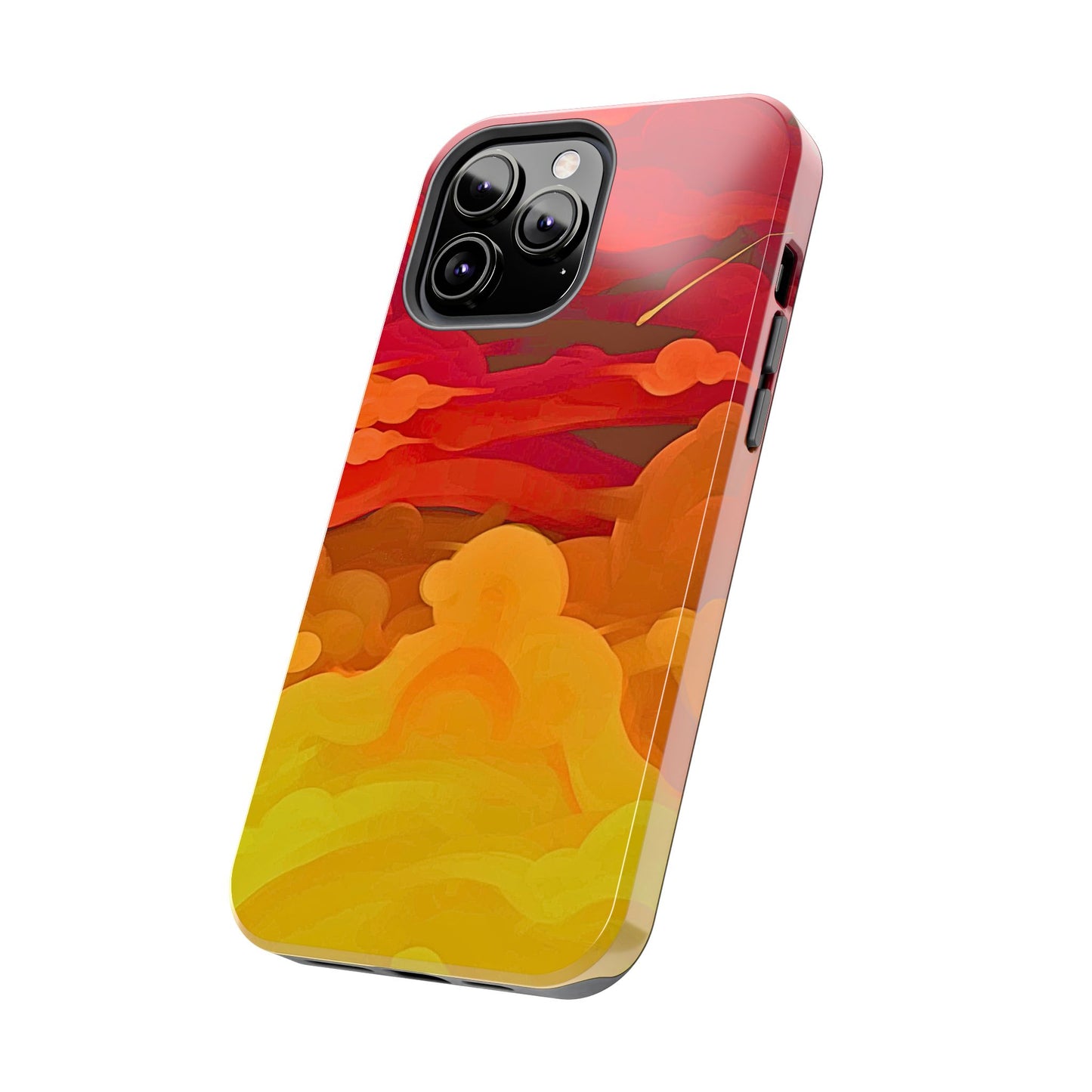 Funda resistente para teléfono con diseño de nubes rojas y naranjas | Estética