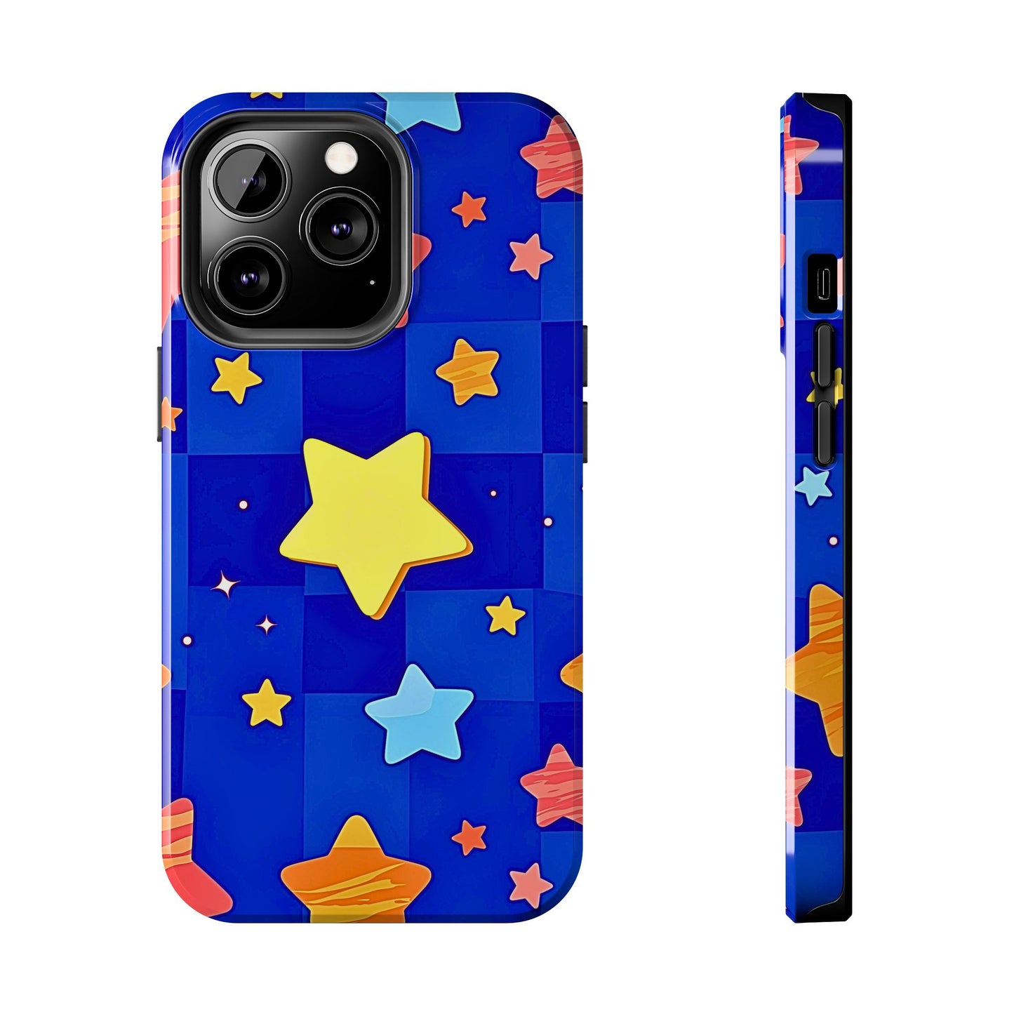 Funda resistente para teléfono con estampado de estrellas vibrantes y preppy | Estética