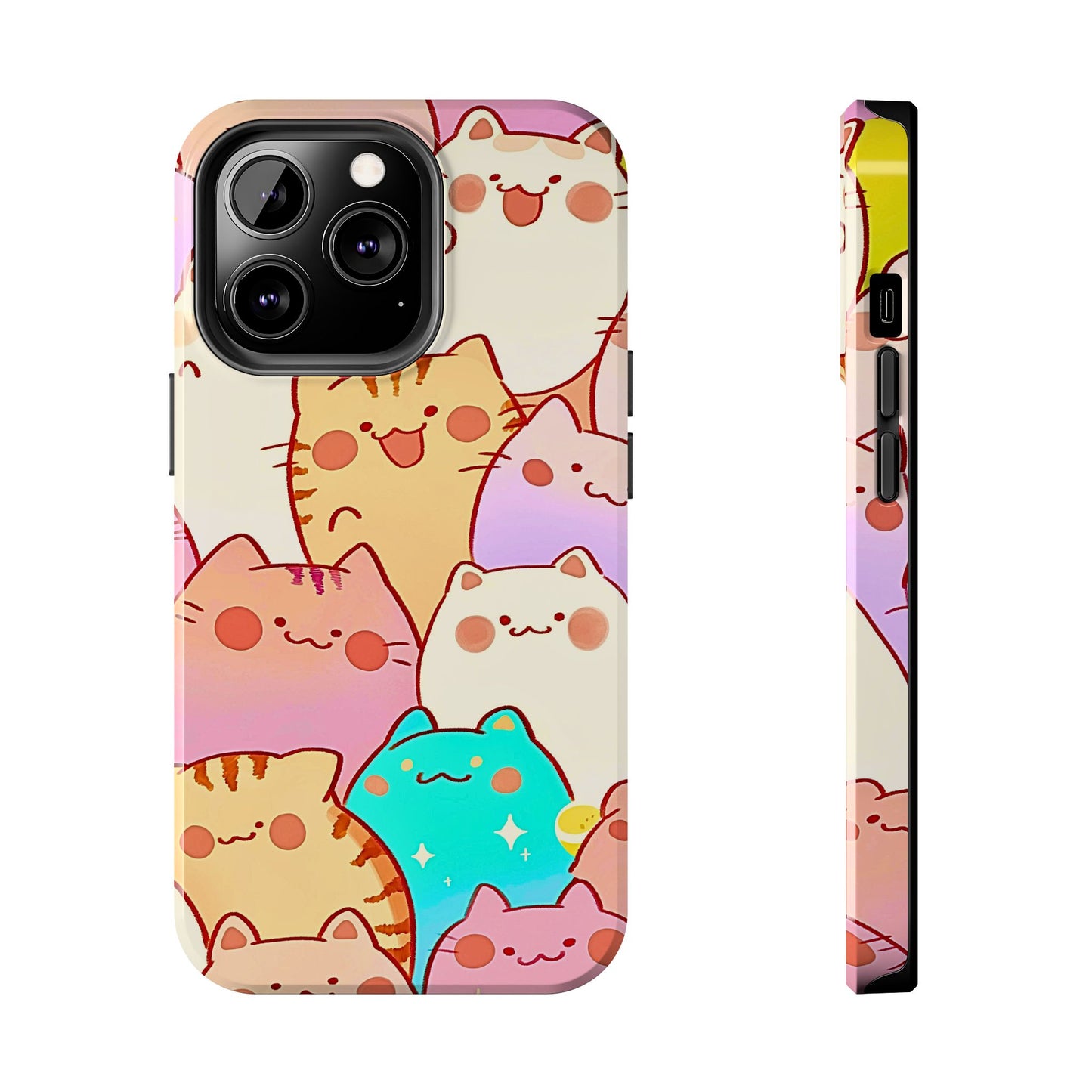 Kawaii Chubby Adorable Cats Tough Phone Case | Animals