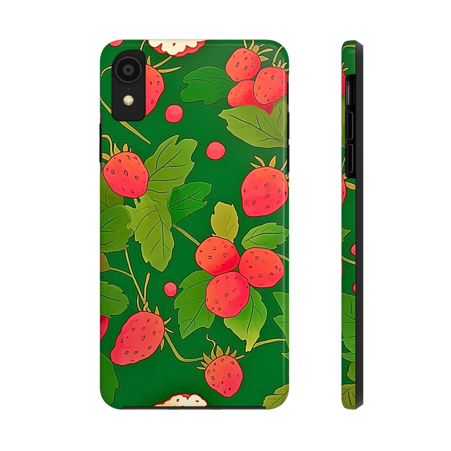 Dark Strawberry Pattern Preppy Tough Phone Case | Aesthetic