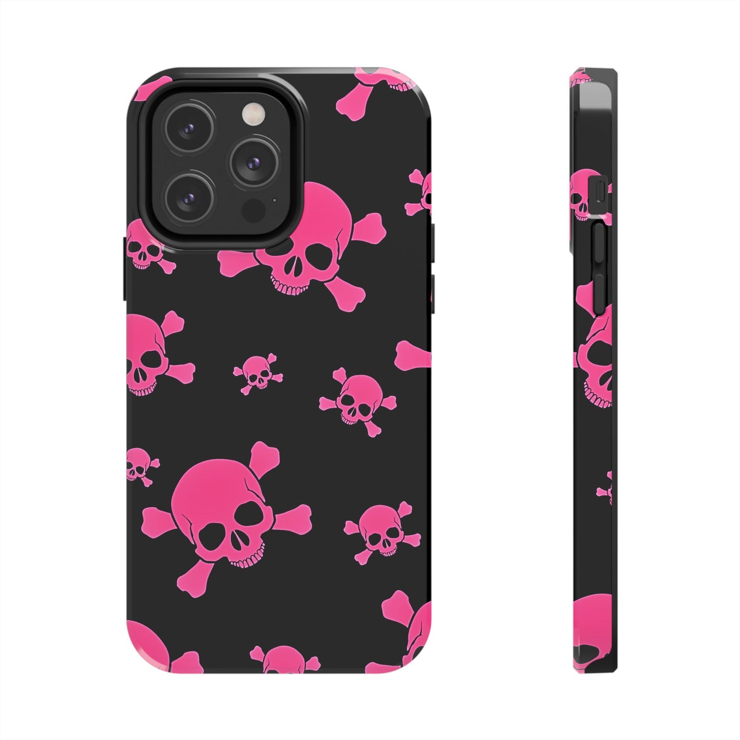 Funda resistente para teléfono estilo emo con calavera rosa | Estética