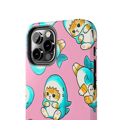 Pink Cute Shark Cats Pattern Tough Phone Case | Animals