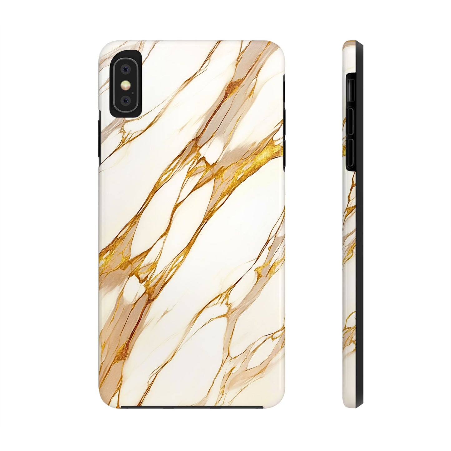 Funda/Cubierta resistente para teléfono con textura de mármol dorado de lujo | Estética
