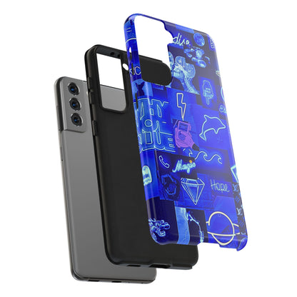 Blue Neon Style Tough Phone Case | Aesthetic