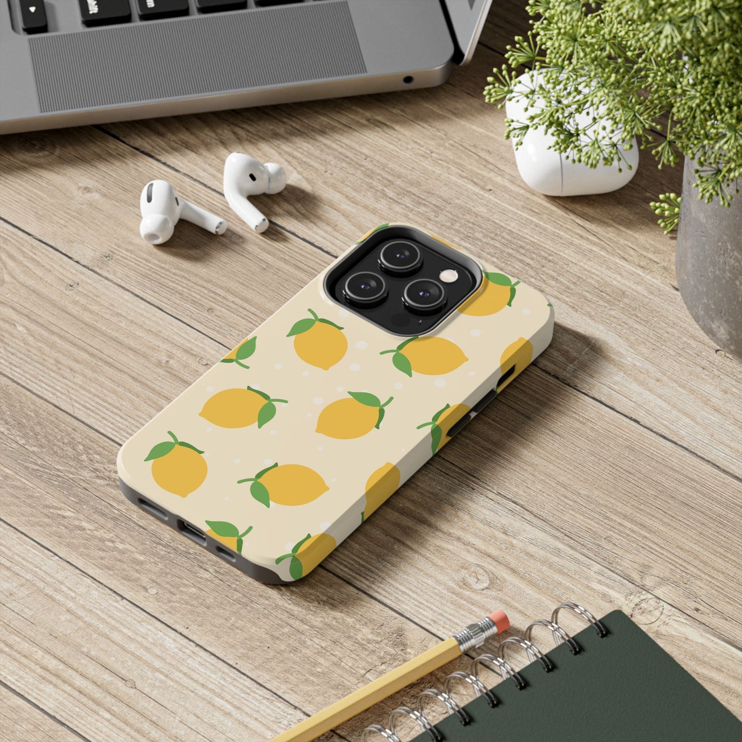 Cute Aesthetic Lemon Pattern Citrus Design Tough Phone Case | Food