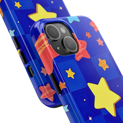 Funda resistente para teléfono con estampado de estrellas vibrantes y preppy | Estética