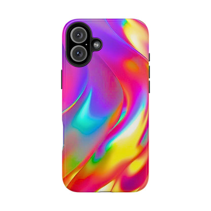 Funda resistente para teléfono con brillo metálico holográfico y estilo abstracto | Estética