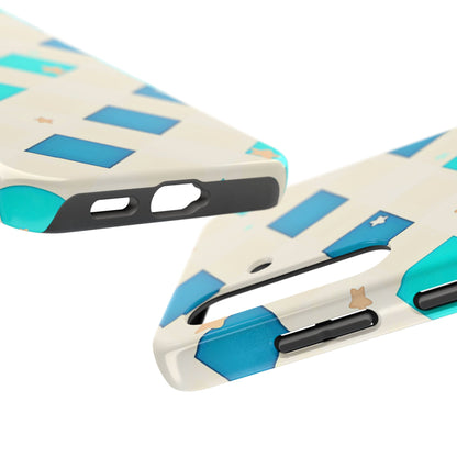 Modern Preppy Checkered Teal Stars Tough Phone Case | Aesthetic