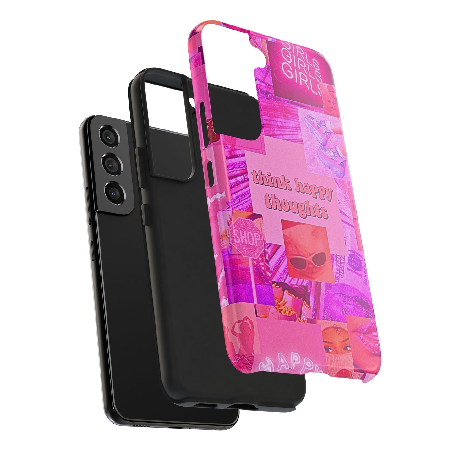 Think Happy Thoughts Pink Tough Phone Case | Aesthetic