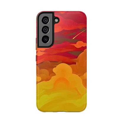 Funda resistente para teléfono con diseño de nubes rojas y naranjas | Estética