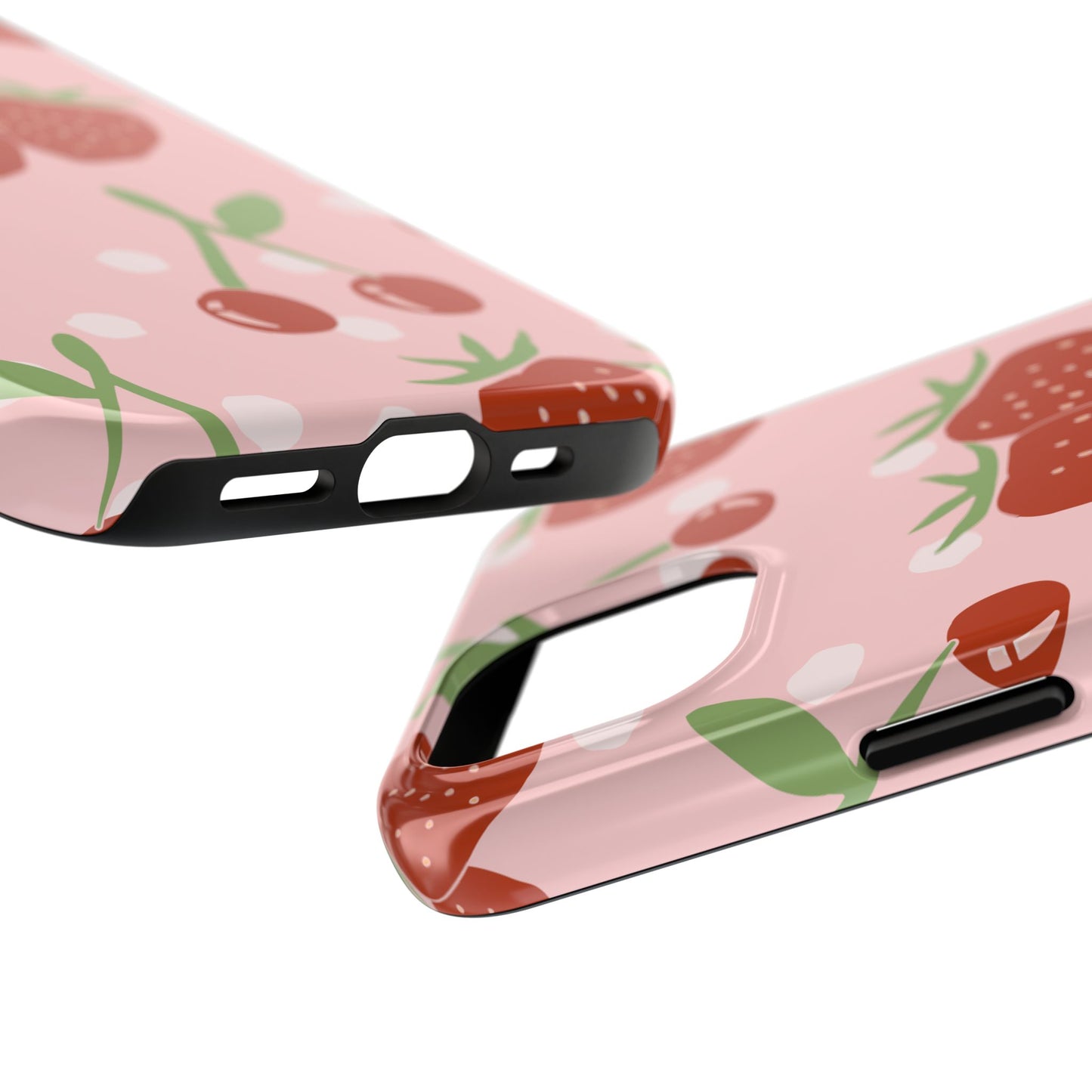 Cute Pink and Red Cherry and Strawberry Tough Phone Case | Food