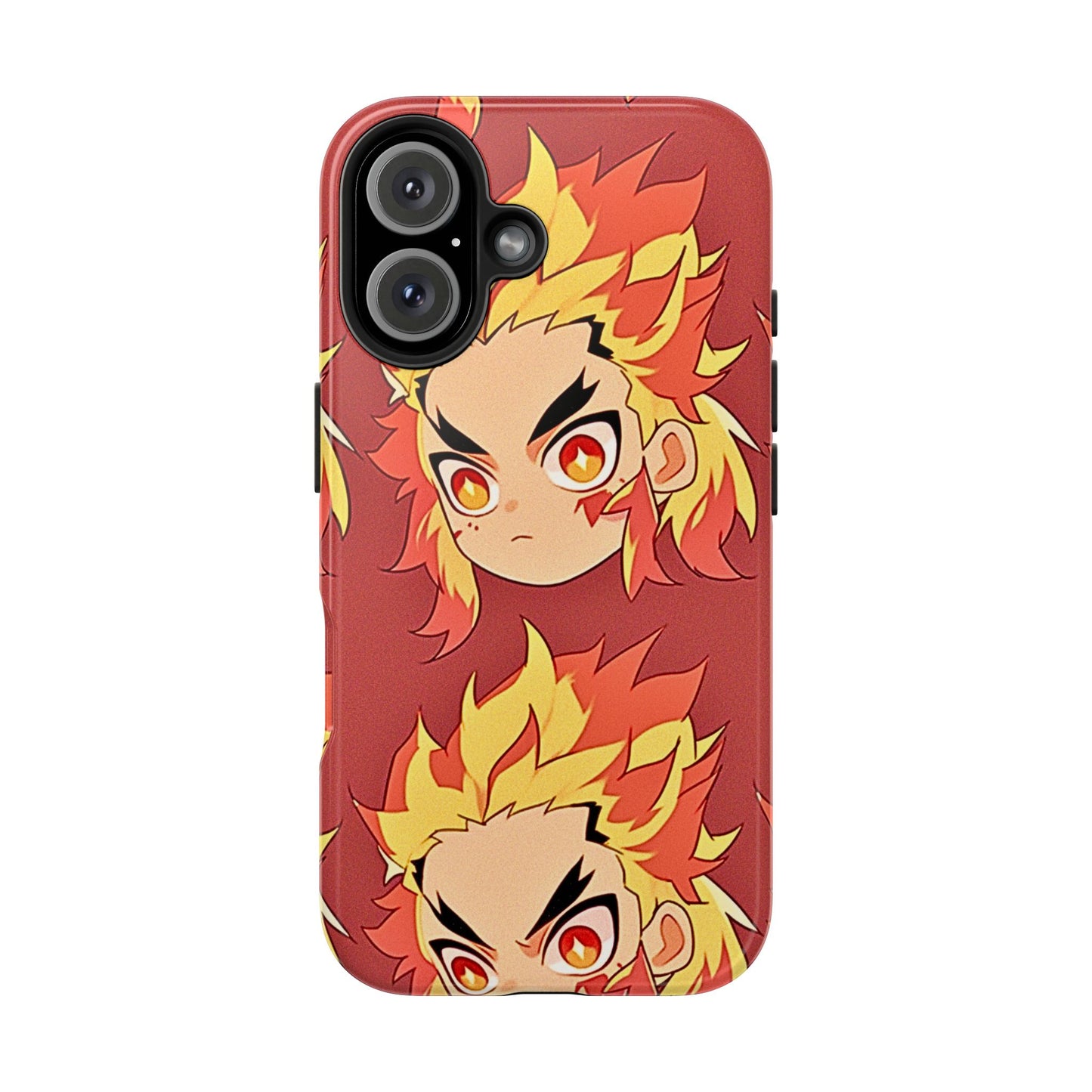Rengoku Head Pattern Dark Orange Tough Phone Case | Anime - Demon Slayer