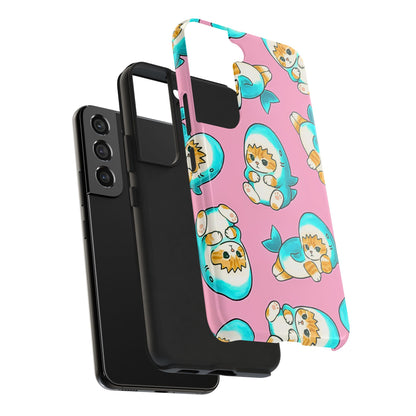 Pink Cute Shark Cats Pattern Tough Phone Case | Animals