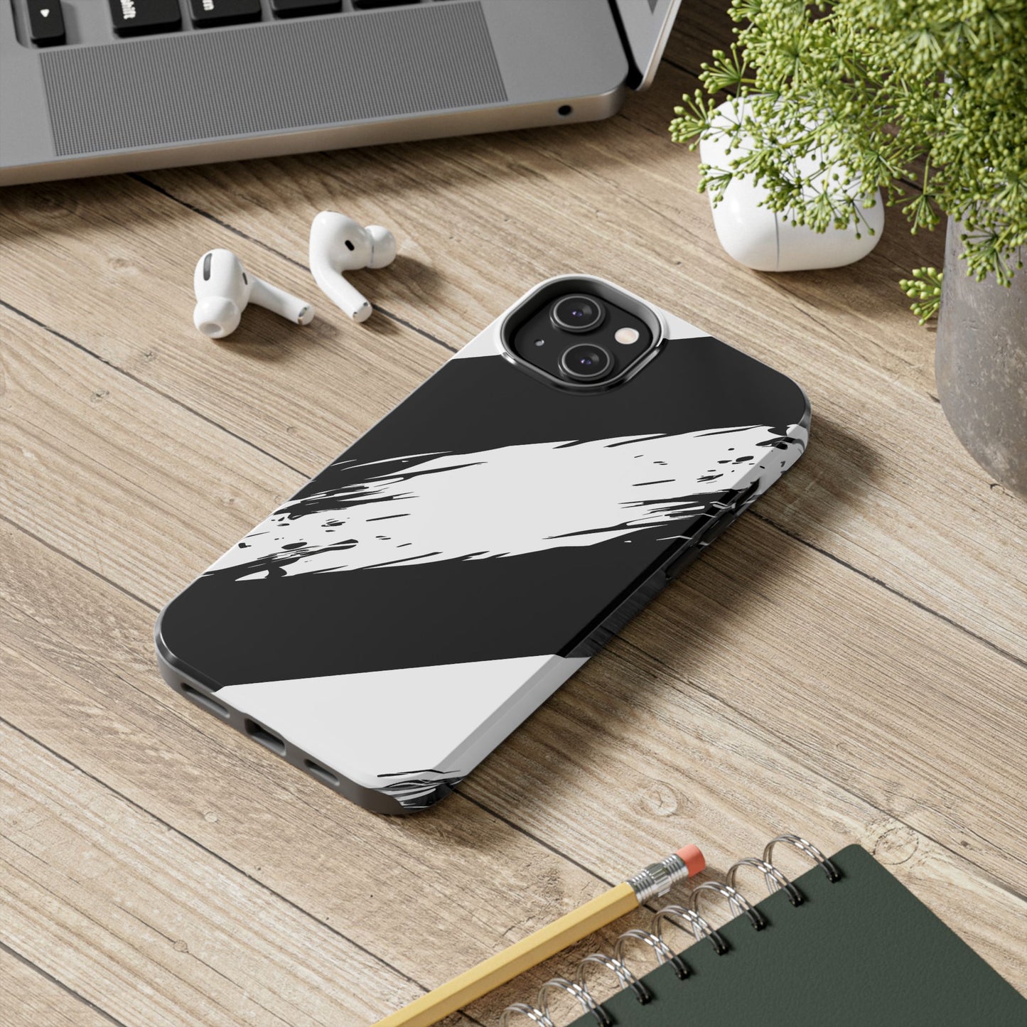Funda/cubierta resistente para teléfono con rayas diagonales en blanco roto | Estética