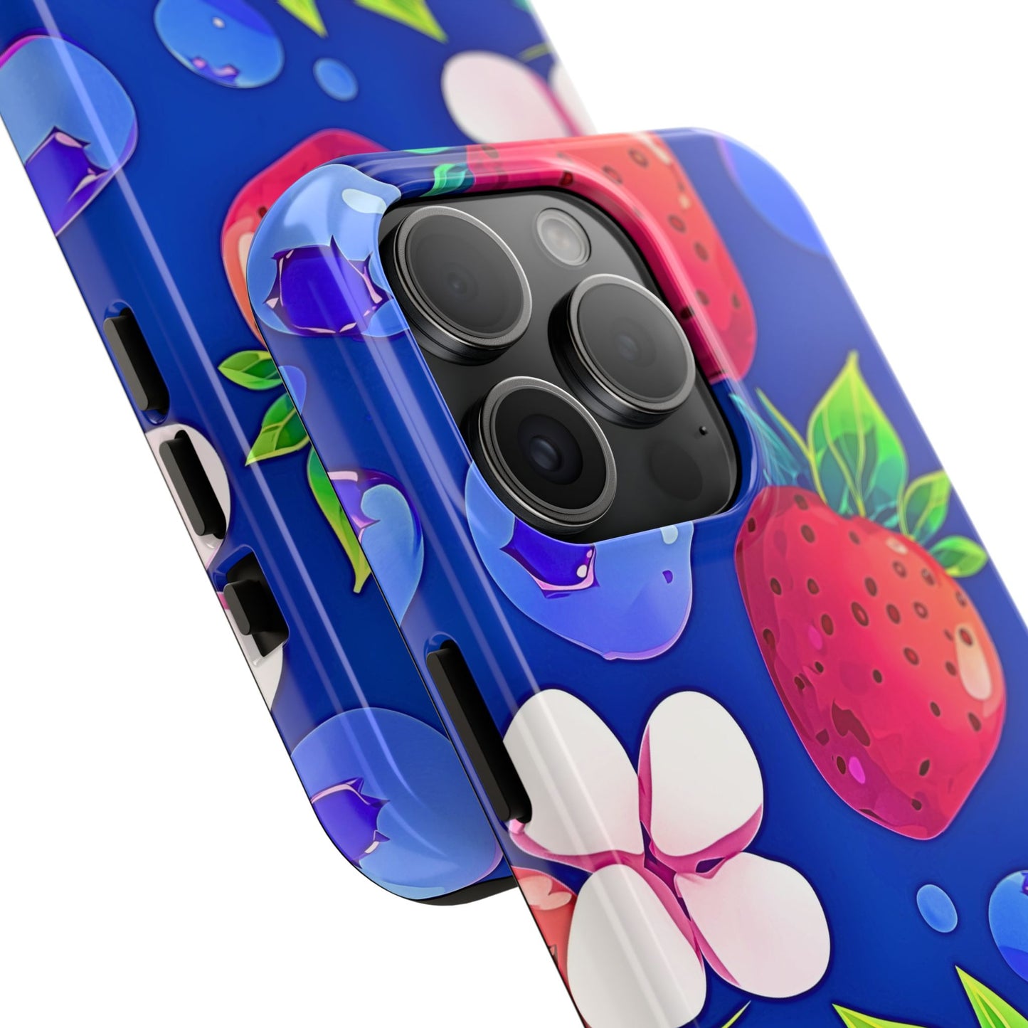 Cute Blueberry Strawberry Fruit Pattern Tough Phone Case | Aesthetic